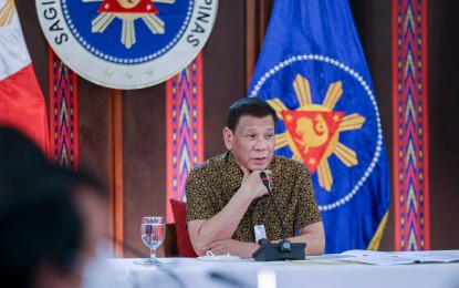 <p><strong>GOV'T EFFORTS VS. COVID-19.</strong> President Rodrigo Duterte gives updates on government efforts in containing the coronavirus disease (Covid-19), at the Malago Clubhouse in Malacañang on April 27, 2020.  He thanked Filipinos for following the guidelines under the enhanced community quarantine (ECQ) which will lapse on May 15. <em>(Karl Norman Alonzo/Presidential photo)</em></p>