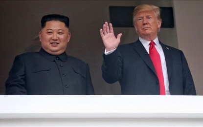 <p><strong>TWO LEADERS.</strong> US President Donald Trump (right) and North Korea's leader Kim Jong Un meet for the US-North Korea summit at the Capella Hotel on Sentosa Island in Singapore on June 12, 2018. Trump said he had a "very good idea" about the North Korean leader’s health amid speculation that he is either seriously ill or dead. <em>(Kevin Lim/The Straits Times/Handout - Anadolu Agency)</em></p>