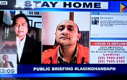 <p><strong>VIRTUAL PRESSER</strong>. Benguet governor Melchor Diclas is being interviewed by Presidential Communications Operations (PCO) Secretary Martin Andanar during the Laging Handa virtual presser on Wednesday (April 29, 2020). Diclas said some of the towns are requesting for an extension to distribute the social amelioration program aid to the beneficiaries who live in remote areas of the province. <em>(Photo by Joseph Zambrano/ PIA-CAR)</em></p>