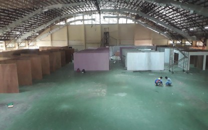 <p><strong>ISOLATION FACILITY</strong>. The Leyte Academic Center gymnasium in Palo, Leyte (shown here in this undated photo) is being prepared as isolation facility for suspected and confirmed coronavirus carriers. The isolation area, which can accommodate 100 patients, is funded through the Bayanihan grant, the national government’s assistance for local government’s health crisis response and relief. <em>(PNA photo by Roel Amazona)</em></p>