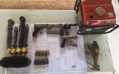 <p><strong>ARMS CACHE</strong>. The war materiel recovered in an abandoned hideout of the New People's Army (NPA) in Barangay Labi, Bongabon, Nueva Ecija on Thursday (April 30, 2020). The government troops were conducting focused military operations when they discovered the hideout.<em> (Photo courtesy of the Army’s 91st Infantry Battalion)</em></p>