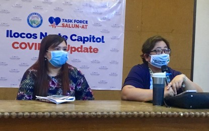 <p><strong>STEPPED UP FIGHT VS. COVID-19.</strong> Dr. Sheryl Racelis (left), a physician at the Mariano Marcos Memorial Hospital and Medical Center in Batac City; and Dr. Ma. Lourdes Otayza, the facility's medical chief, bare their plan to step up the fight against Covid-19 by acquiring the hospital's own Polymerase Chain Reaction (PCR) testing machine. They spoke during a press conference in the city on Thursday (April 30, 2020).<em> (Photo by Leilanie G. Adriano)</em></p>