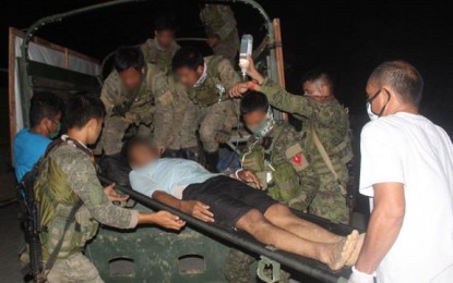 <p><strong>SAVED.</strong> Government troops transport a wounded communist New People's Army rebel to a military hospital in Zamboanga del Sur. The injured rebel, identified Ka Lando, was rescued Wednesday (May 6, 2020) in Barangay Guibo, Siayan, Zamboanga del Norte following a clash with soldiers two days earlier. <em>(Photo courtesy of the Army's 1st Infantry Division Public Affairs Office)</em></p>