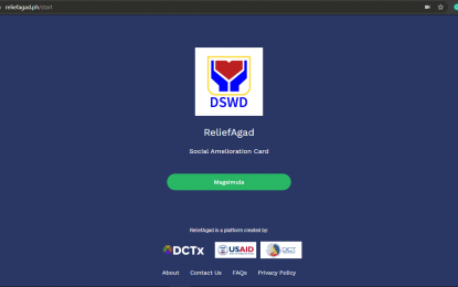 <p><strong>‘RELIEFAGAD’.</strong> Web page of the ReliefAgad online platform available in web browsers of computers and smart phones. The Department of Social Welfare and Development said the platform would expedite the distribution of the government's Social Amelioration Program and address other problems encountered during the initial phase of the relief program. <em>(Screenshot)</em></p>