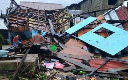 <p><strong>TYPHOON'S WRATH.</strong> A house in Dolores, Eastern Samar totally damaged by Typhoon "Ambo." The typhoon crossed the northern part of the Samar islands on Thursday afternoon (May 14, 2020), unleashing strong winds causing widespread damage. <em>(Photo courtesy of Carlo Tapalla)</em></p>