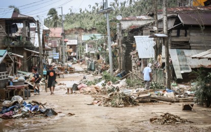 <p><strong>TYPHOON-HIT TOWN</strong>. The town center of Jipapad, Eastern Samar days after "Ambo" battered the area. Local government officials in Eastern Samar have appealed for help as thousands of families continue to suffer the effects of flooding. <em>(Photo courtesy of Governor Ben Evardone)</em></p>