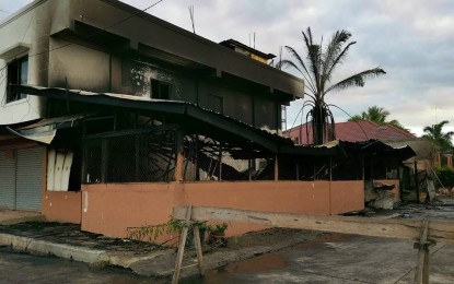 <p><strong>BURNED DOWN.</strong> The Tenerife Eatery, one of the famous restaurants in Midsayap, North Cotabato, is burned down following a fire at past 1 a.m. Tuesday (May 19, 2020) that left a septuagenarian dead. Fire investigators have yet to determine the cause of the fire. <em>(Photo courtesy of North Cotabato Board Member Rolly Sacdalan)</em></p>