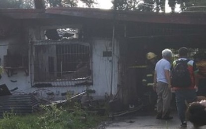 <p><strong>DEADLY FIRE.</strong> The Mirasol family home at Capitol Heights Subdivision in Barangay Villamonte, Bacolod City that was hit by fire on Thursday morning (May 21, 2020). One of the residents, Michelle Grace Mirasol, 36, died while trying to rescue her dogs. <em>(Photo courtesy of Bacolod City Police Office)</em></p>
