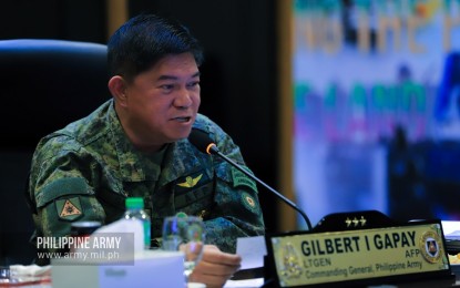 <p>Philippine Army commander, Lt. Gen. Gilbert Gapay. <em>(File photo courtesy of the Army Chief Public Affairs Office)</em></p>