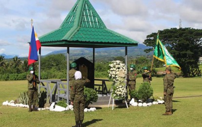 <p><strong>REMEMBERING MARAWI.</strong> The Army 103rd Infantry Brigade led by Col. Jose Maria Cuerpo II commemorates Saturday (May 23, 2020) the 3rd anniversary of the Marawi siege at Kampo Ranao that houses the headquarters of the brigade in Marawi City. The siege started when troops stumbled into an entire city of armed men when they launched a surgical operation to arrest Isnilon Hapilon, the emir of the Islamic State (IS) forces in the Philippines. <em>(Photo courtesy of the 103rd Infantry Brigade)</em></p>