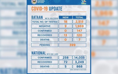<p><strong>COVID-19 UPDATES.</strong> A total of 13 patients, 12 of them health workers, recovered from coronavirus disease 2019 (Covid-19) in Bataan, based on the report of the Provincial Health Office as of Sunday night (May 24, 2020). This brought the total number of recoveries in the province to 120<em>. (Photo by 1Bataan)</em></p>
