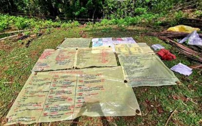 <p><strong>HIDEOUT.</strong> Various items, including training materials, have been recovered by troops of the Philippine Army’s 94th Infantry Battalion in a New People’s Army hideout in the remote village of Buenavista in Himamaylan City, Negros Occidental. Located in Sitio Mabunga, it was the third rebel lair in the barangay to be found by the troops on Sunday (May 24, 2020) after a two-week combat clearing operation. <em>(Photo courtesy of 94th Infantry Battalion, Philippine Army)</em></p>