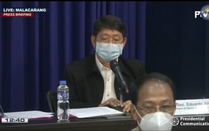 <p><strong>SAP BENEFICIARIES</strong>. Department of the Interior and Local Government Secretary Eduardo Año tackles the government’s special amelioration program (SAP) during virtual presser on Monday (June 1, 2020). He said the DILG has already validated 4 million additional beneficiaries for the SAP’s second tranche. <em>(Screenshot)</em></p>