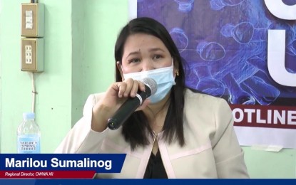 <p>Marilou Sumalinog, Overseas Workers Welfare Administration-Region 12 <em>(File screen grab of a live press conference)</em></p>
