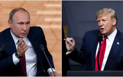 <p>Xinhua file photos of Russian President Vladimir Putin and US President Donald Trump</p>