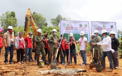 <p><strong>ADDRESSING INSURGENCY</strong>. The Zamboanga del Sur provincial government in partnership with the military is implementing three infrastructure projects that will address the communist insurgency problem in remote areas of the province. On Thursday (June 11, 2020) top officials of the 1st Infantry Division and Zamboanga del Sur provincial government hold the groundbreaking ceremony signaling the start of the projects. <em>(PNA photo by Leah D. Agonoy)</em></p>