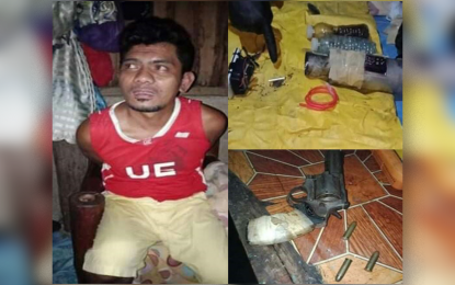<p><strong>ARRESTED</strong>. Authorities arrest Thursday (June 18, 2020) an alleged bomb expert, Kahar Indama, in a law enforcement operation in Sangali, Zamboanga City. Indama is a cousin of Basilan-based Abu Sayyaf Group leader Furuji Indama. <em>(Photo courtesy of Zamboanga City Mobile Force Company)</em></p>