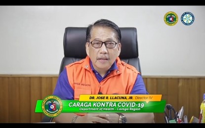 <p><strong>LOCAL TRANSMISSION.</strong> Department of Health 13 (Caraga) Director Jose R. Llacuna Jr. declares local transmission of Covid-19 in Butuan City after reporting 16 new infections during a press briefing on Friday (June 19, 2020). Llacuna also announced 25 new infections in the region.<em> (Screenshot from DOH-13 Facebook page)</em></p>