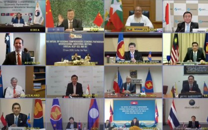 <p><strong>TRADE DEAL</strong>. Trade ministers of Regional Comprehensive Economic Partnership (RCEP) conduct their 10th intersessional meeting Tuesday (June 23, 2020). Ministers vow to send a strong signal that the trade deal will be concluded this year amid the global health crisis.<em> (Photo courtesy of Department of Trade and Industry)</em></p>
<p> </p>