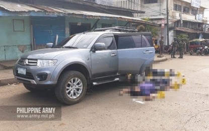 <p>Scene of the shooting incident in Jolo, Sulu on June 29. <em>(Photo courtesy of Army Chief Public Affairs Office)</em></p>