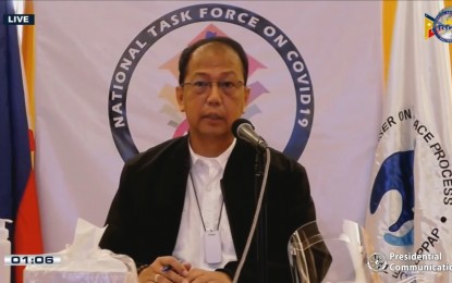 <p>National Task Force (NTF) Against Covid-19 chief implementer and Presidential Adviser on the Peace Process Secretary Carlito Galvez Jr. <em>(Screengrab from PCOO)</em></p>