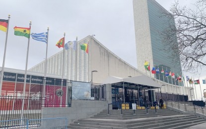 <p>Photo taken on March 10, 2020 shows the visitors' entrance to the United Nations headquarters in New York. <em>(Xinhua photo/Wang Jiangang)</em></p>