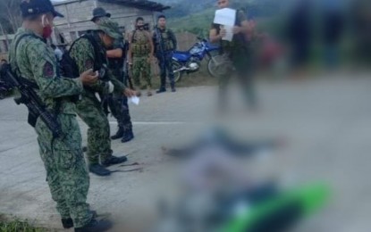 <p><strong>SHOT DEAD</strong>. An Army front-liner was shot dead in Barangay Luz, Guihulngan City by suspected NPA members on Wednesday afternoon (July 1, 2020). Corporal Mark Anthony Quiocson of the Community Support Program of the 62nd Infantry Unifier Battalion was onboard his motorcycle when ambushed at Sitio Compound, Barangay Luz in Guihulngan City.<em> (Photo courtesy of 3ID PA)</em></p>
