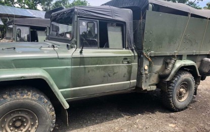 <p><strong>WAYLAID</strong>. The windshield of the Philippine Army truck, which was shot during an ambush by the communist rebels in Barangay Igbucagay, Hamtic in Antique province on Friday (July 3, 2020). Lt. Col. Joel Benedict Batara, commander of the 61st Infantry Battalion, said an Army personnel was also slightly injured.<em> (Photo courtesy of PA 61st IB)</em></p>