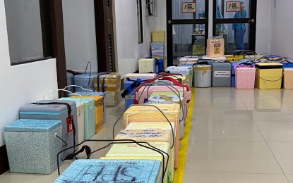 <p><strong>SAMPLE SURGE.</strong> Swab samples in boxes sent by local government units to the Eastern Visayas Regional Covid-19 Testing Center (EVRCTC) in Tacloban City. Due to the increasing demand for testing of suspected coronavirus disease 2019 (Covid-19) carriers, EVRCTC has stopped for three days accepting specimens from local government units starting Monday (July 6, 2020). <em>(Photo courtesy of EVRCTC)</em></p>