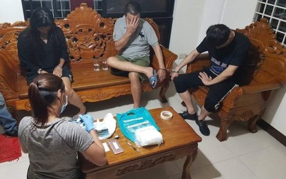 <p><strong>ANTI-DRUG OPERATION</strong>. Three drug suspects, including two Chinese nationals, were arrested on Tuesday (July 7, 2020) in a buy-bust operation in Barangay Caysio, Santa Maria, Bulacan. Seized from them were some PHP6.8 million worth of shabu. <em>(Photo courtesy of the Bulacan Police Provincial Office)</em></p>