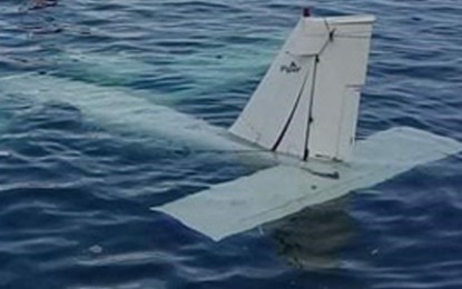 <p><strong>CRASHED.</strong> The Piper Seneca six-seater plane lies in the water near the shore of Barangay Sinunuc, Zamboanga City. The aircraft crashed Tuesday (July 7, 2020) while en route to Dumaguete City. <em>(PNA file photo by Ely E. Dumaboc)</em></p>