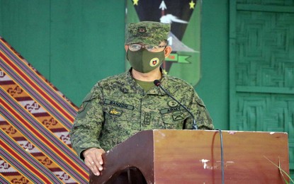 <p><strong>NEW COMMANDER.</strong> Col. George L. Banzon assumes his post as new commander of the Army's 901st Infantry Brigade in a ceremony on Wednesday (July 15, 2020) in Barangay Sta. Cruz, Placer, Surigao del Norte. The brigade was assigned to Caraga from Soccsksargen in June to intensify the government's fight against the communist guerillas. <em>(Photo courtesy of 901Bde)</em></p>