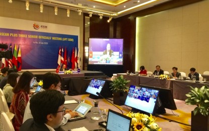 <p><strong>COVID-19 RESPONSE PLANS.</strong> An online meeting of Asean+3 Senior Officials’ Meeting was chaired by Nguyễn Quốc Dũng, Deputy Foreign Minister and head of SOM Asean of Vietnam on Monday (July 20, 2020). China, Japan and the Republic of Korea (RoK) affirmed their support for Asean’s initiatives in promoting cooperation to respond to the coronavirus disease (Covid-19) pandemic  <em>(VNS Photo Khánh Dương)</em></p>
<p> </p>