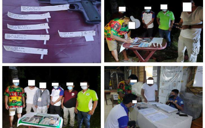 <p><strong>BUSTED.</strong> The pieces of evidence confiscated by authorities during the arrest of Allen Rey Guitguit Cabiad, a government employee in Padada, Davao del Sur, during a buy-bust operation Tuesday afternoon (July 21, 2020). Authorities describe Cabiad as a 'high-value' drug personality. <em>(Photo from Padada police station)</em></p>