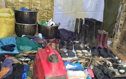 <p><strong>SEIZED.</strong> The items recovered by troops of the Philippine Army’s 15th Infantry Battalion in the hideout of the New People’s Army in Barangay Camindangan, Sipalay City in Negros Occidental on Tuesday (July 21, 2020). Among these were an improvised explosive device, a generator set, electrical wires, a pair of binoculars, a blood pressure apparatus, a computer printer, and subversive documents. <em>(Photo courtesy of 15th Infantry Battalion, Philippine Army) </em></p>
