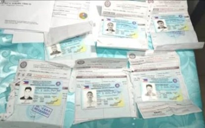 <p>The fake licenses released by the suspects to the complainants. <em>(PNA photo by Dionisio Dennis Jr.)</em></p>