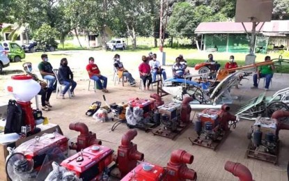 <p><strong>MECHANIZATION.</strong> The Department of Agriculture in Caraga Region hands over 204 units of pre- and post-harvest facilities and small-scale irrigation project worth PHP7.1 million to the Agricultural Resource Center in Barangay Mabuhay, Bayugan City on Thursday (Aug. 6, 2020). The equipment will help boost the agricultural production of farmers in the province.<em> (Photo courtesy of DA-13 Information Office)</em></p>