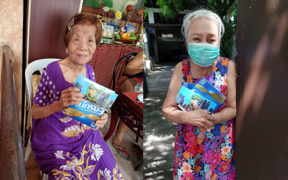 <p><strong>NONAGENARIANS</strong>. Nonagenarians of Barangay San Antonio, Pasig receive their PHP5,000 cash gift in their homes amid the coronavirus diseases (Covid-19) pandemic. Barangay chairman Raymond said his village has 15 nonagenarians who got their cash gift on top of the PHP1,000 mid-year cash aid for senior citizens residing in the village. <em>(Photo courtesy of Barangay San Antonio, Pasig)</em></p>
