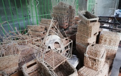 <p><strong>BASKETS.</strong> Some 15 families in Barangay Bituag Urbiztondo, Pangasinan earn their living through making baskets. Their source of income was not affected negatively by the pandemic. <em>(Photo by Hilda Austria)</em></p>