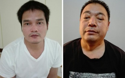<p>Kidnapping suspects Weng Zhiting (left) and Cheng Guo (right). <em>(Photo courtesy of PNP-AKG)</em></p>