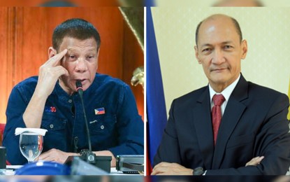 <p>President Rodrigo Duterte and PhilHealth chief Ricardo Morales</p>