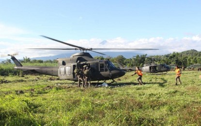 <p><strong>ENCOUNTERS.</strong> Two soldiers of the 62nd IB of the Philippine Army were wounded and one suspected NPA was killed during an encounter at Barangay Sandayao in Guihulngan City around noon Friday (Aug. 14, 2020). Helicopters were deployed for troop insertion in the area. <em>(Photo courtesy of 303rd Brigade)</em></p>