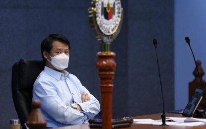 <p><strong>CELL TOWER.</strong> Senator Win Gatchalian presiding the hybrid session at the Senate early this month. Gatchalian said he supports the bicameral conference committee’s adopted version to reduce the process of application for telecommunication companies to build more cell towers. <em>(Photo by Mark Cayabyab/OS Win Gatchalian)</em></p>