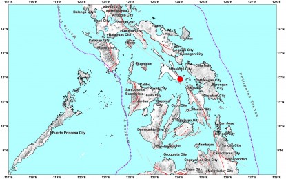 <p>Epicenter of the magnitude 6.6 quake in Masbate (<em>Image grabbed from Phivolcs' website</em>)</p>