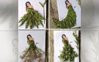 <p><strong>FASHION ART</strong>. These fashion arts made by Edgian James Calapardo Florida were designed using weeds. The young designer said on Wednesday (Aug. 26, 2020) his creations were inspired by what he saw on Pinterest. <em>(PNA photo by Edgian James Calapardo Florida) </em></p>