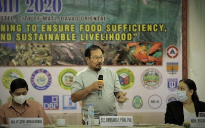 <p><strong>FISHERY DEVELOPMENT.</strong> Mindanao Development Authority (MinDA) chairperson Secretary Emmanuel Piñol delivers his message during the first-ever Aqua-Fishery Summit held in Davao Oriental on Thursday (Aug. 27, 2020). He said Davao Oriental has been included in MinDA’s Mindanao Fisheries and Aquaculture Development program, making it one of the key players in the fishery sector along with other coastal provinces in Mindanao. <em>(Photo courtesy of Davao Oriental PIO)</em></p>