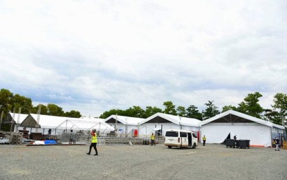 <p><strong>COVID RESPONSE</strong>. A Tent City at the Davao International Airport serves as holding facility for arriving passengers while waiting for the result of their reverse transcription-polymerase chain reaction (RT-PCR) or swab test. <em>(Contributed photo)</em></p>