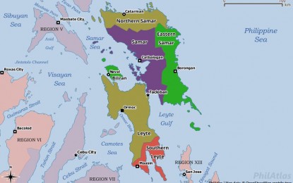 <p><strong>COVID-19 DEATHS.</strong> Photo shows the map of Eastern Visayas. Nine more patients were added to the coronavirus disease (Covid-19) mortalities in Eastern Visayas, bringing the total to 25 deaths in the region as of Wednesday. <em>(PhilAtlas image)</em></p>