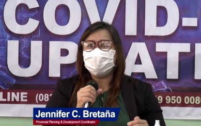 <p>Jennifer Bretaña, head of the South Cotabato Provincial Planning and Development Office<em> (Screen grab of a live streamed press conference)</em></p>