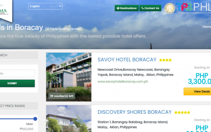 <p><strong>HOTELS LAUNCH SALE.</strong> The webpage of the September Online Sale, organized by the Hotel Sales and Marketing Association Philippines, with the support of the Tourism Promotions Board. SOS is a two-week online sale of 89 hotel accommodations and other offerings across the country to be held on Sept. 15 to 30, 2020. <em>(Screenshot)</em></p>
